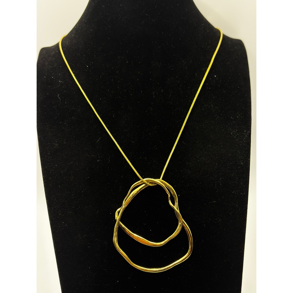 Unbranded Pendant Necklace Womens 16" Gold‎ Double Organic Hoop Snake Chain